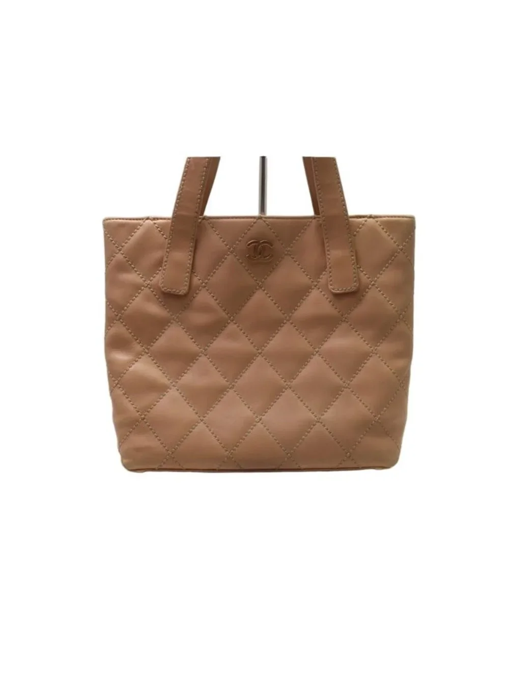 Chanel Wild Stitch Calfskin Beige Hand Tote Bag